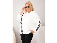 Dámská mikina Plus Size z&nbsp;viskózy s&nbsp;kapucí a&nbsp;ozdobnými pásky ecru barva 1