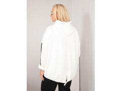 Dámská mikina Plus Size z&nbsp;viskózy s&nbsp;kapucí a&nbsp;ozdobnými pásky ecru barva 2