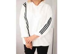 Dámská mikina Plus Size z&nbsp;viskózy s&nbsp;kapucí a&nbsp;ozdobnými pásky ecru barva 3