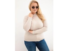 Dámský svetr Plus Size z viskózy s rolákem béžový 1