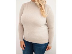 Dámský svetr Plus Size z viskózy s rolákem béžový 3