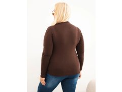 Dámský svetr Plus Size z viskózy s rolákem tmavě hnědý 2