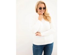 Dámský svetr Plus Size z viskózy s rolákem ecru 1