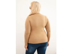 Dámský svetr Plus Size z viskózy s rolákem camelový 2