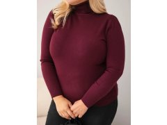 Dámský viskózový svetr Plus Size s rolákem v klasickém střihu švestkový 3