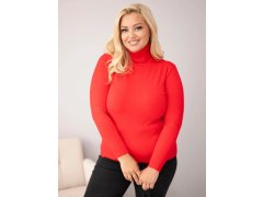 Dámský viskózový svetr Plus Size s rolákem v klasickém střihu červený 1