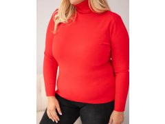 Dámský viskózový svetr Plus Size s rolákem v klasickém střihu červený 3