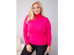 Dámský svetřík z viskózy Plus Size s rolákem v klasickém střihu fuchsiová 1