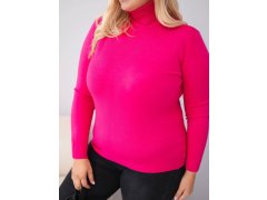Dámský svetřík z viskózy Plus Size s rolákem v klasickém střihu fuchsiová 3