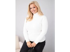 Dámský viskózový svetr Plus Size s rolákem v klasickém střihu ecru zelená 1