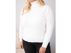 Dámský viskózový svetr Plus Size s rolákem v klasickém střihu ecru zelená 3
