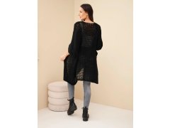 Dámský svetr oversize s volným pletením bez zapínání černý 2