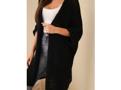 Dámský svetr oversize s volným pletením bez zapínání černý 3