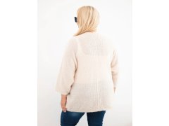 Dámský svetr Plus Size s kapsami bez zapínání béžový 2