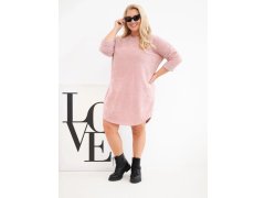 Dámské šaty Plus Size manšestrové s volným střihem tmavý pudrově růžová 1