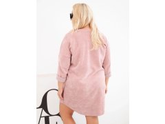 Dámské šaty Plus Size manšestrové s volným střihem tmavý pudrově růžová 2
