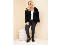 Dámská mikina Plus Size manšestrová s&nbsp;kapucí a&nbsp;zipem oversize černá 1