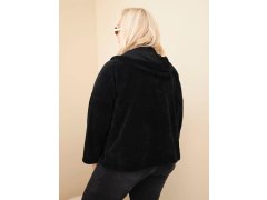 Dámská mikina Plus Size manšestrová s&nbsp;kapucí a&nbsp;zipem oversize černá 2