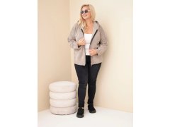 Dámská mikina Plus Size manšestrová s kapucí a zipem oversize fango zelená 1
