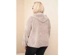 Dámská mikina Plus Size manšestrová s kapucí a zipem oversize fango zelená 2