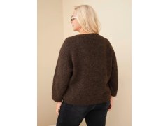 Dámský svetr Plus Size s&nbsp;výstřihem do V a&nbsp;širokým rukávem hnědý 2