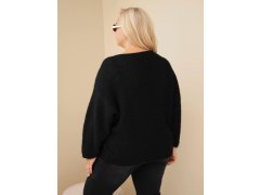 Dámský svetr Plus Size s výstřihem do V a širokým rukávem černý 2