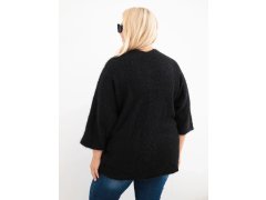 Dámský svetr Plus Size s kapsami bez zapínání černý 2