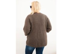 Dámský svetr Plus Size s kapsami bez zapínání mocca barva 2