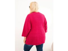Dámský svetr Plus Size s kapsami bez zapínání fuchsiová 2
