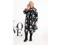 Elegantní dámský plášť Plus Size s&nbsp;límci leopardí černý 1