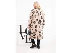 Dámský elegantní kabát Plus Size s&nbsp;klopami leopardí béžový 2