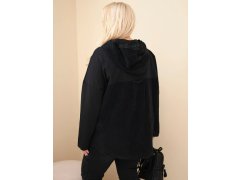 Dámská bavlněná mikina Plus Size s kapucí a knoflíky černá 2