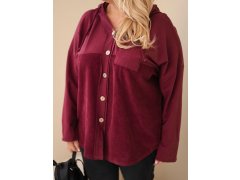 Dámská bavlněná mikina Plus Size s kapucí a knoflíky bordó barva 3