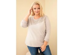 Dámská bavlněná mikina Plus Size s průřezovou vsadkou a kapsou fango zelená 1