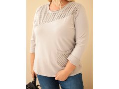Dámská bavlněná mikina Plus Size s průřezovou vsadkou a kapsou fango zelená 3