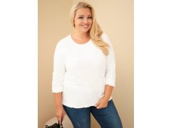 Dámská bavlněná mikina Plus Size s krajkovým pruhem a kapsou ecru 1