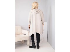 Dámská bavlněná mikina Plus Size s kapucí a pleteným panelem fango zelená 2