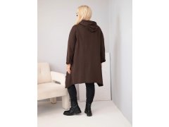 Dámská bavlněná mikina Plus Size s kapucí a pleteným detailem hnědý 2