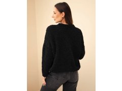 Dámský svetr s mohair se zdobnými knoflíky černý 2