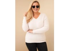 Dámský svetr Plus Size z baby alpaky s dlouhým rukávem béžový 1