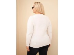 Dámský svetr Plus Size z baby alpaky s dlouhým rukávem béžový 2