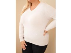 Dámský svetr Plus Size z baby alpaky s dlouhým rukávem béžový 3