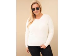Dámský svetr Plus Size z baby alpaky s dlouhým rukávem ecru 1
