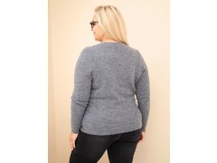 Dámský svetr Plus Size z baby alpaky s dlouhým rukávem grafitový 2