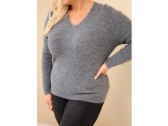 Dámský svetr Plus Size z baby alpaky s dlouhým rukávem grafitový 3