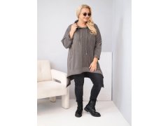 Dámská bavlněná mikina Plus Size s kapucí a pletenou vsadkou fango 1