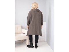 Dámská bavlněná mikina Plus Size s kapucí a pletenou vsadkou fango 2