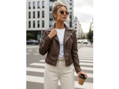 Dámská hnědá koženková bunda TY5541 - FashionStreet