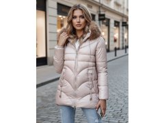 Dámská zimní bunda s&nbsp;kapucí TY4441 béžová - FashionStreet