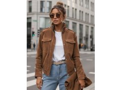 Dámská semišová bunda bomber TY5644 hnědá - FashionStreet